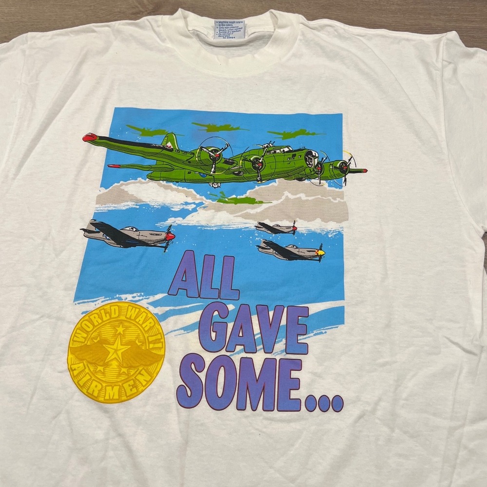 Vintage 1996 World War II Airmen WWII T-Shirt XL All Gave Some B-17 P-51 USA